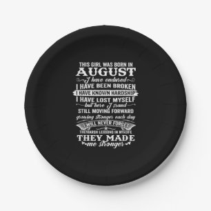 This Girl Was Born In August Birthday Gift Paper Plate