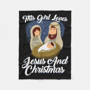 This Girls Love Jesus And Christmas Christmas  Fleece Blanket