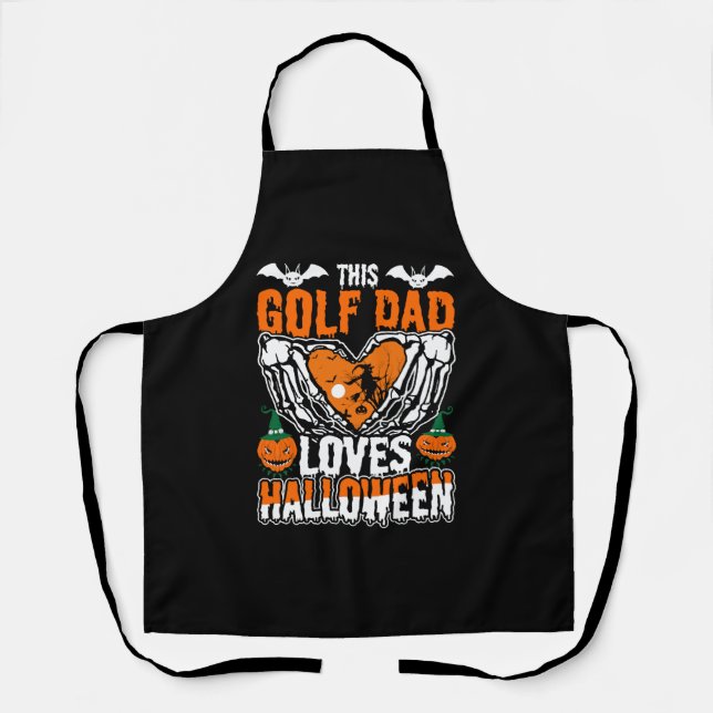 This Golf Dad Loves Halloween Apron (Front)