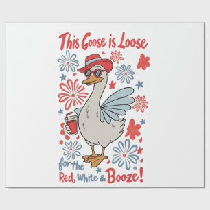 This Goose Is Loose for the Red, White and Booze Wrapping Paper