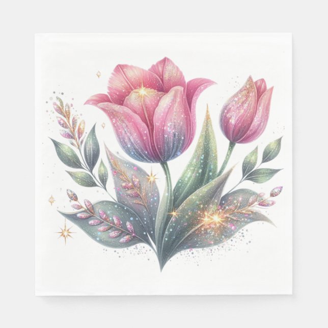 This gorgeous Tulip flower Napkin (Front)