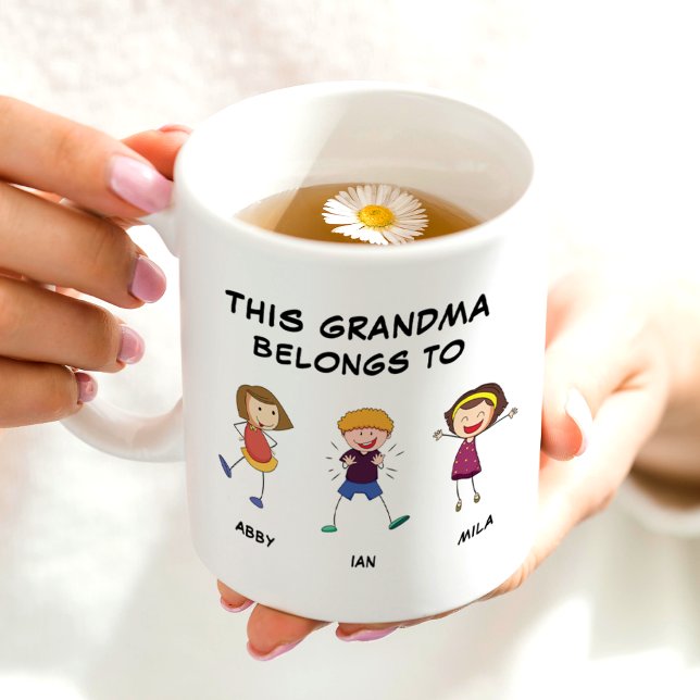This Grandma Belongs To 3 Kids Names Funny Coffee Mug (Creator Uploaded)