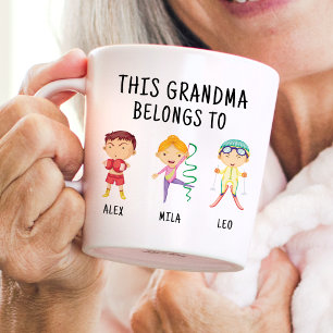 This Grandma Belongs To 3   Kids Names Funny Gift  Coffee Mug