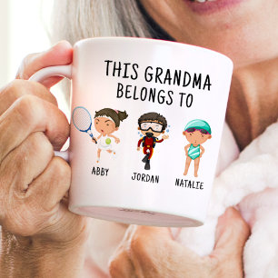 This Grandma Belongs To 6 Kids Names Funny Gift Coffee Mug