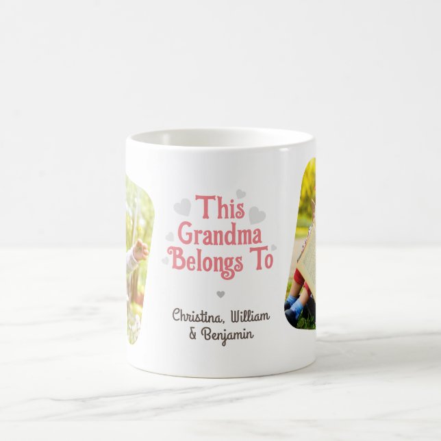 This Grandma Belongs To Kids' Names Custom Photo Coffee Mug (Center)