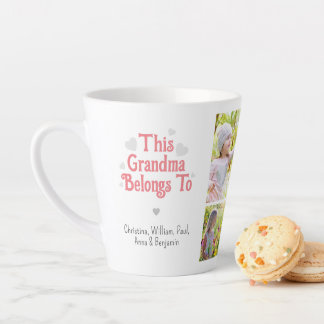 This Grandma Belongs to Kids' Names Photo Collage  Latte Mug