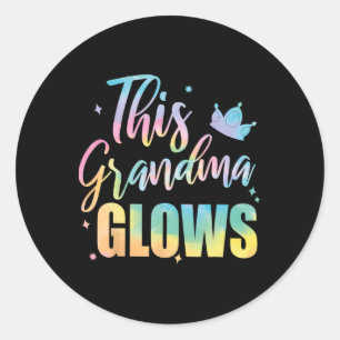 This Grandma Glows Colourful 80s 90s Happy Mothers Classic Round Sticker