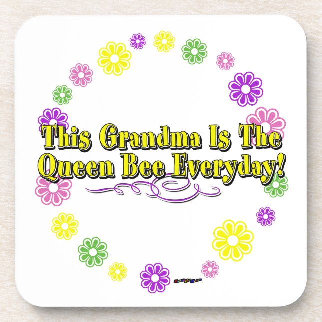 This Grandma Is The Queen Bee Everyday Flower Ring Coaster (Front)