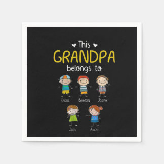 This Grandpa Belongs To Cute Family Personalised Napkin