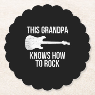 This Grandpa Knows Guitar Rock Player Musician Paper Coaster