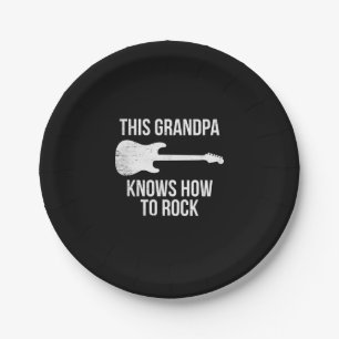 This Grandpa Knows Guitar Rock Player Musician Paper Plate