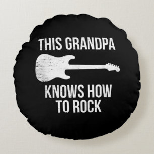 This Grandpa Knows Guitar Rock Player Musician Round Cushion