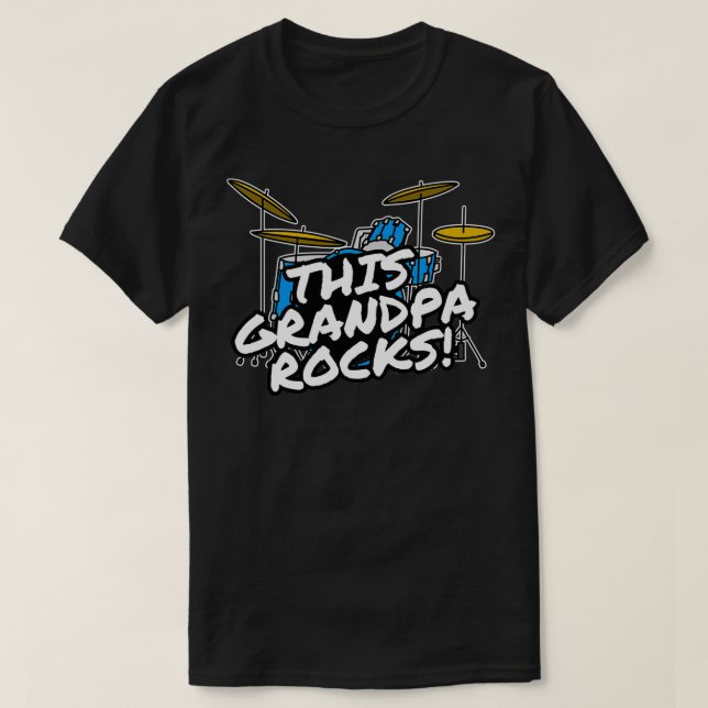 This Grandpa Rocks Drums Drummer Grandparents Day  T-Shirt (Design Front)