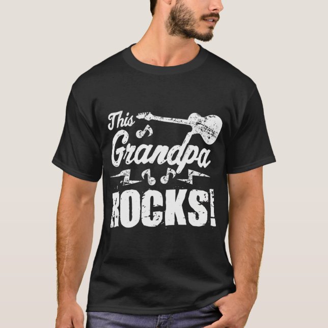 This Grandpa Rocks Guitar Rock N Roll Funny T-Shirt (Front)