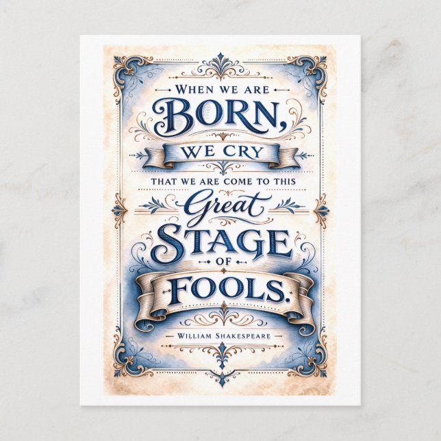 "This Great Stage of Fools" Shakespeare Postcard (Front)