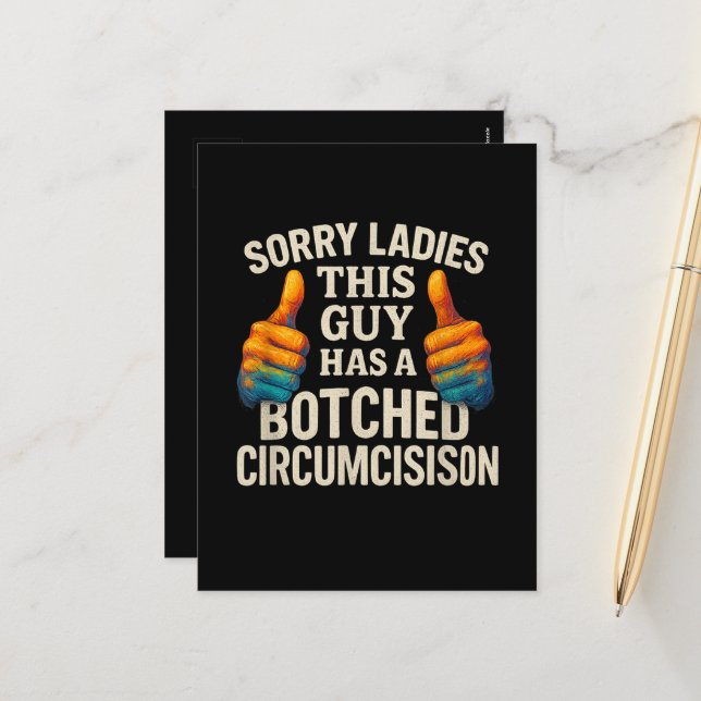 This Guy Botched Funny Cringe Holiday Postcard (Front/Back In Situ)