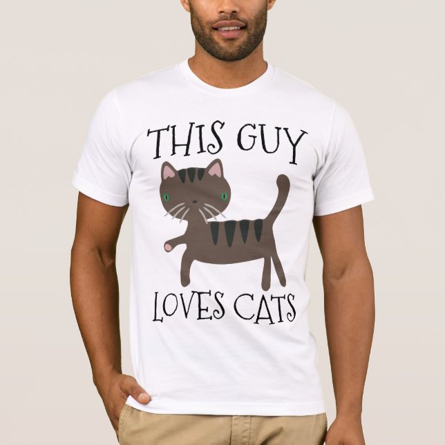 THIS GUY LOVES CATS, Mens Cat t-shirts (Front)
