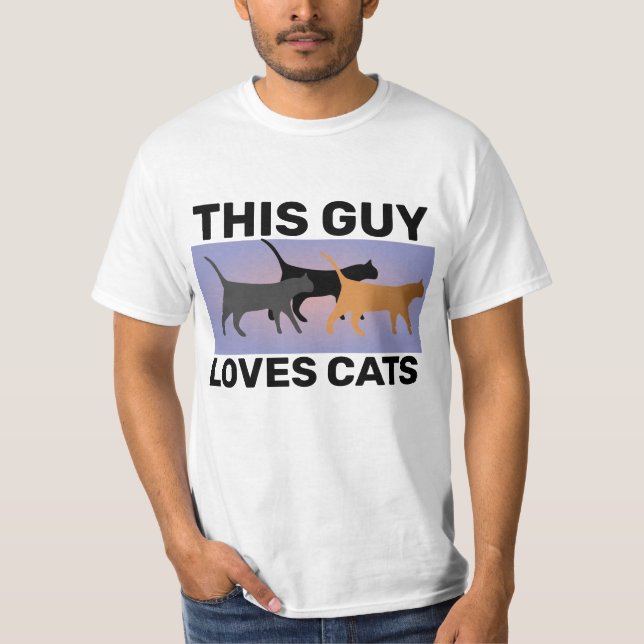 THIS GUY LOVES CATS MEN'S CAT T-SHIRTS (Front)