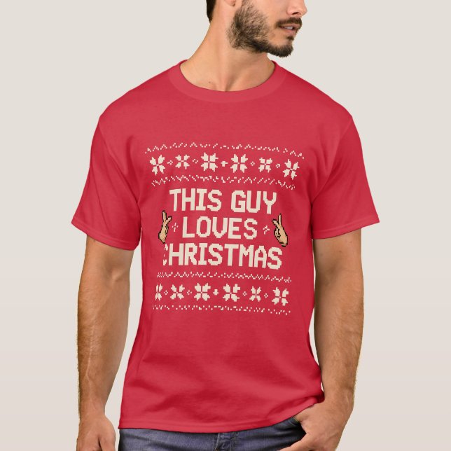 This Guy Loves Christmas Funny Pixel Ugly Sweater (Front)