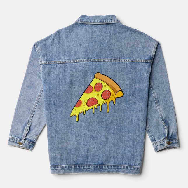 This Guy Runs On Pepperoni Pizza  Denim Jacket (Back)