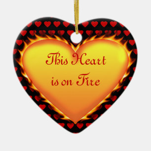 This Heart is on Fire..Will You Marry Me? Ceramic Tree Decoration