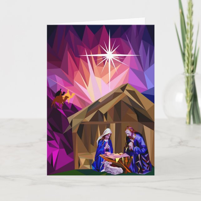 "This Holy Night" Christmas Nativity Greeting Card (Front)