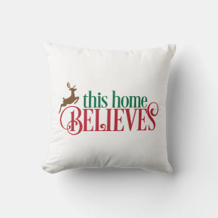 This Home Believes with Reindeer Cushion