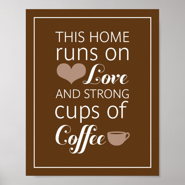 This Home Runs on Love and Strong Cups of Coffee Poster (Front)