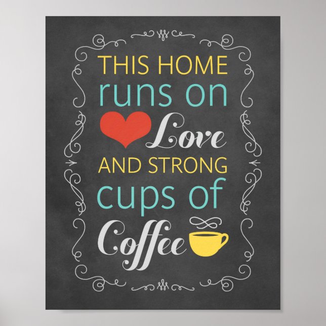 This Home Runs on Love and Strong Cups of Coffee Poster (Front)