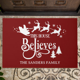 This House Believes Cute Christmas Family Doormat