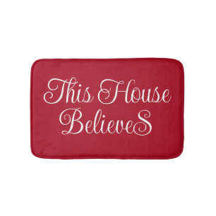 This House Believes Red & White Christmas  Bath Mat