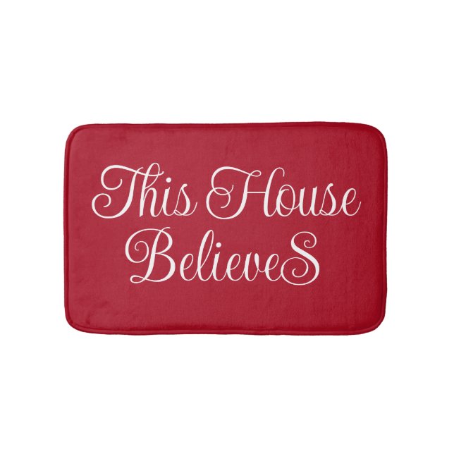 This House Believes Red & White Christmas  Bath Mat (Front)