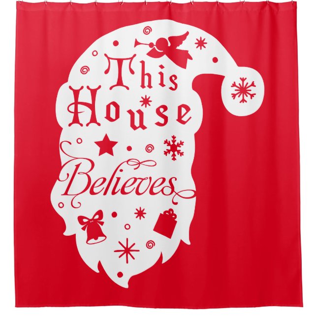 This House Believes Santa Silhouette Shower Curtain (Front)