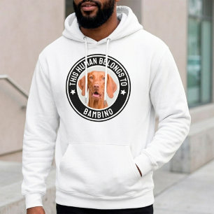 This Human Belongs To Pet Name, Custom Photo Funny Hoodie
