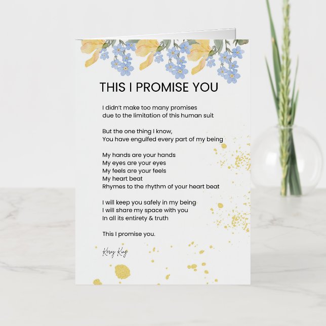 This I Promise You - Love Poem Poetry Foil Greeting Card (Front)