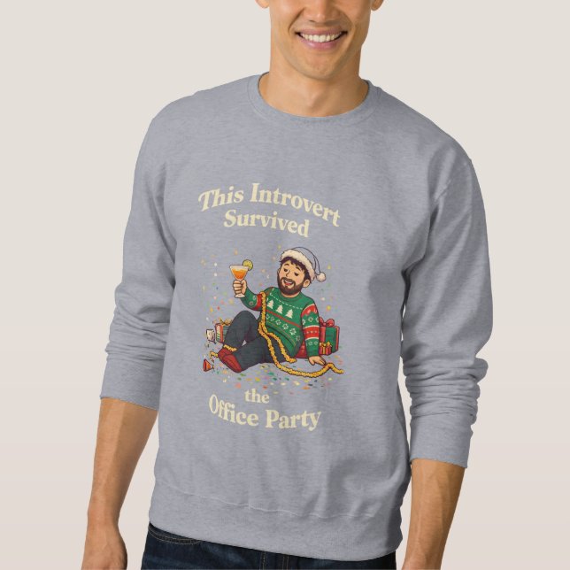 This Introvert Survived the Office Party Christmas Sweatshirt (Front)
