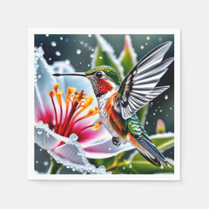 This is a beautiful frosted hibiskus hummingbird b napkin
