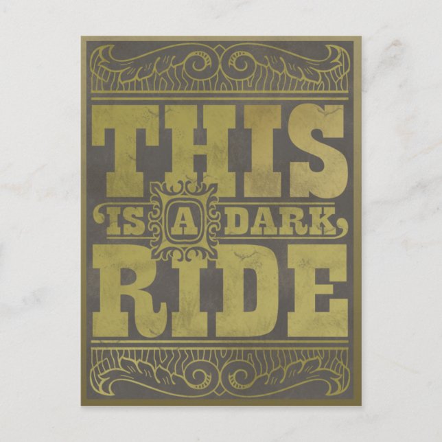 This is a dark ride postcard (Front)