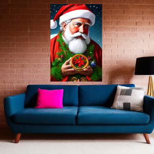 This is a portrait of Santa Claus   AI Art Poster