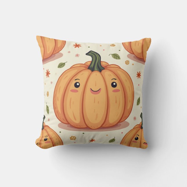 This is a pumpkin pillow cushion. (Front)