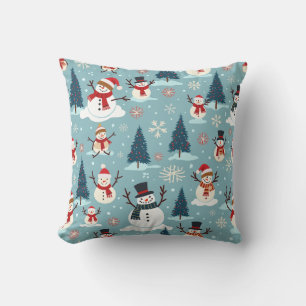 This is a snowman cushion that welcomes winter.
