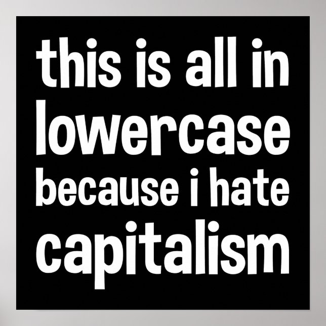 this is all in lowercase because i hate capitalism poster (Front)