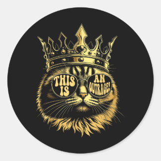 This is an Outrage Funny Princess Cat Doughnut Gol Classic Round Sticker