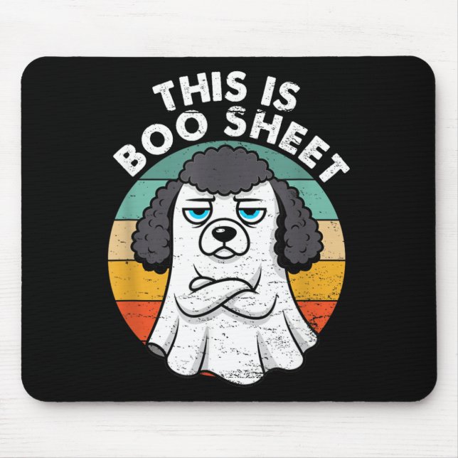 This Is Boo Sheet Black Poodle Dog Retro Halloween Mouse Pad (Front)