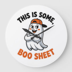 This Is Boo Sheet Ghost Groovy Halloween Costume Large Clock