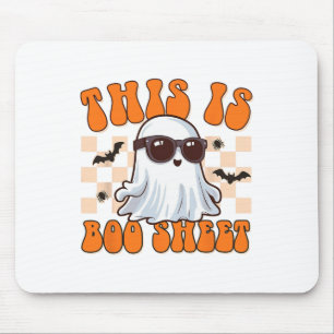 This Is Boo Sheet Ghost Groovy Halloween Costume M Mouse Pad