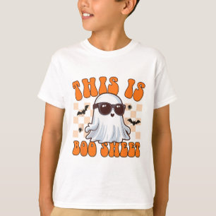 This Is Boo Sheet Ghost Groovy Halloween Costume M T-Shirt