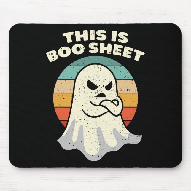 This Is Boo Sheet Ghost Retro Halloween Costume Me Mouse Pad (Front)