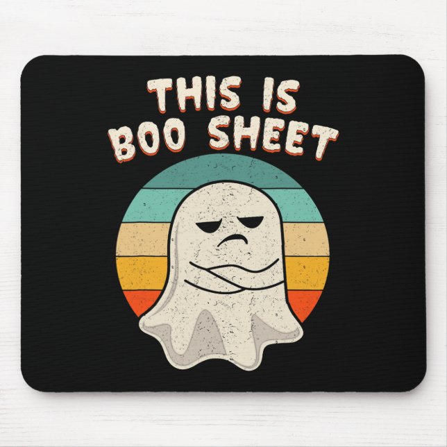 This Is Boo Sheet Ghost Retro Halloween Costume Me Mouse Pad (Front)