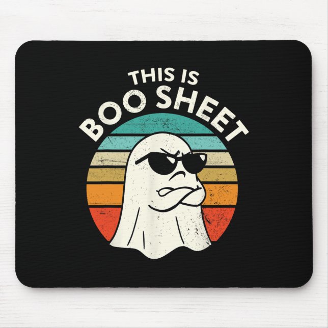 This Is Boo Sheet Ghost Retro Halloween Costume Me Mouse Pad (Front)